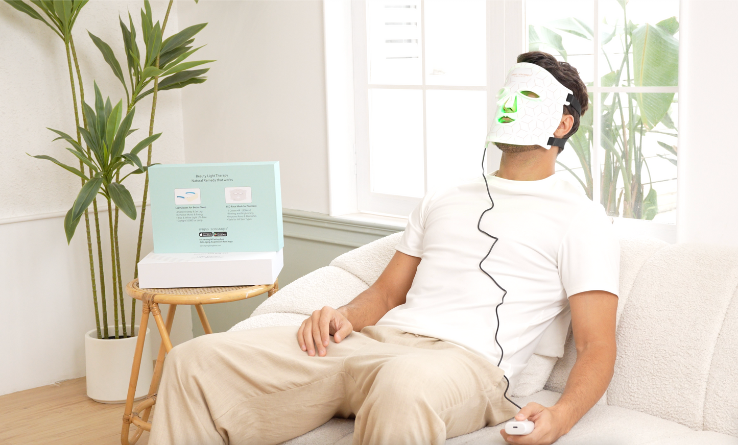 Gift Set of 2-pcs: 8-color Light Therapy Mask, Eye & Lip Massager