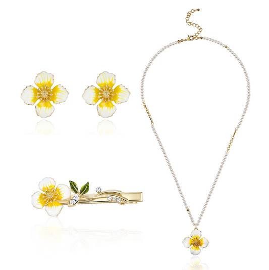 18k Gold Plated Yellow Chamomile Handmade Elegant Floral Jewelry