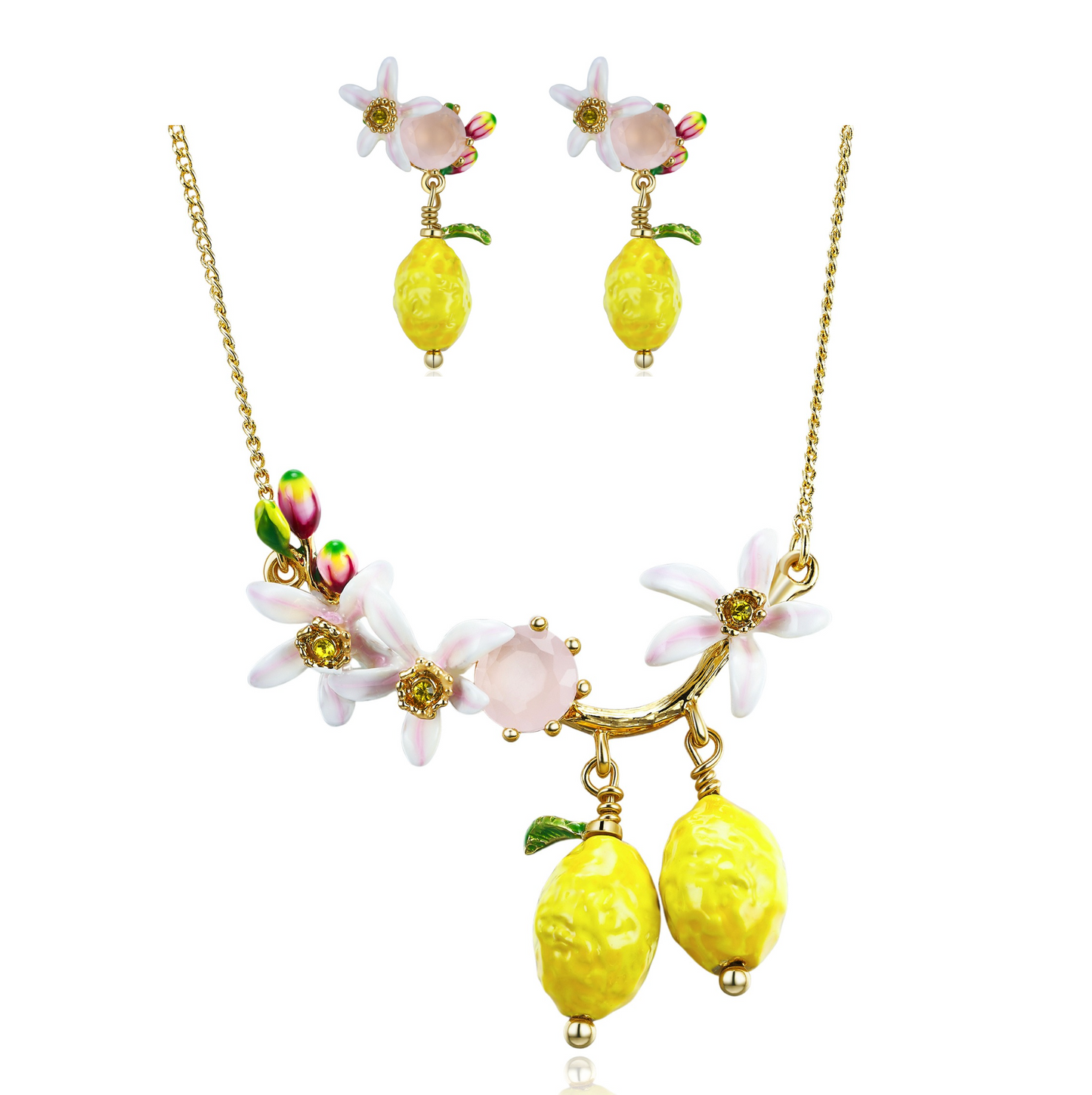 18k Gold Plated Lemon Flower Handmade Elegant Floral Jewelry