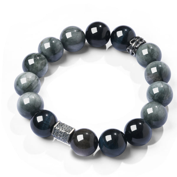 Silver Obsidian Jewelry Bracelet