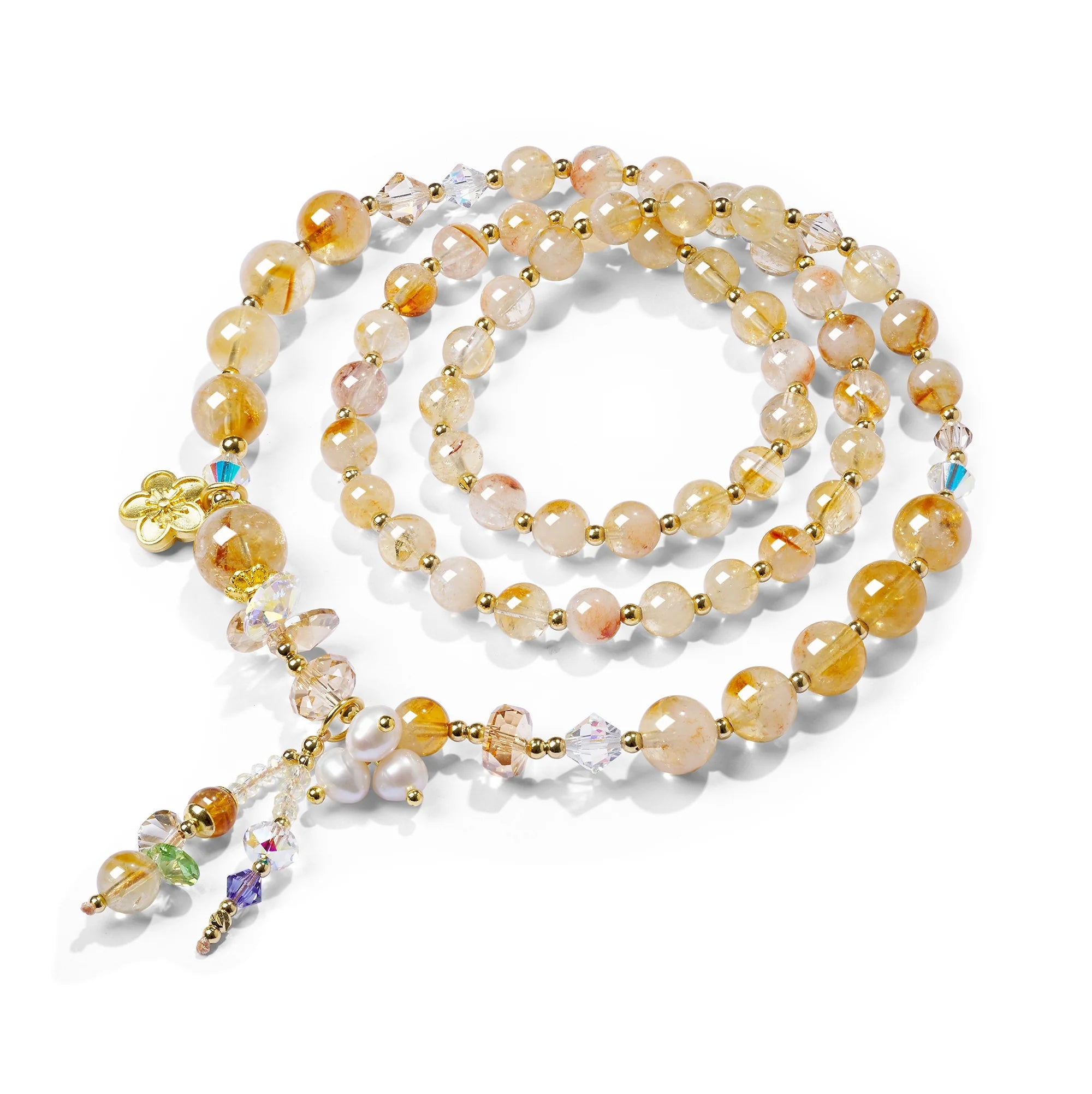 18k Gold Plated Yellow Tower & Freshwater Pearl Bracelet-Necklace