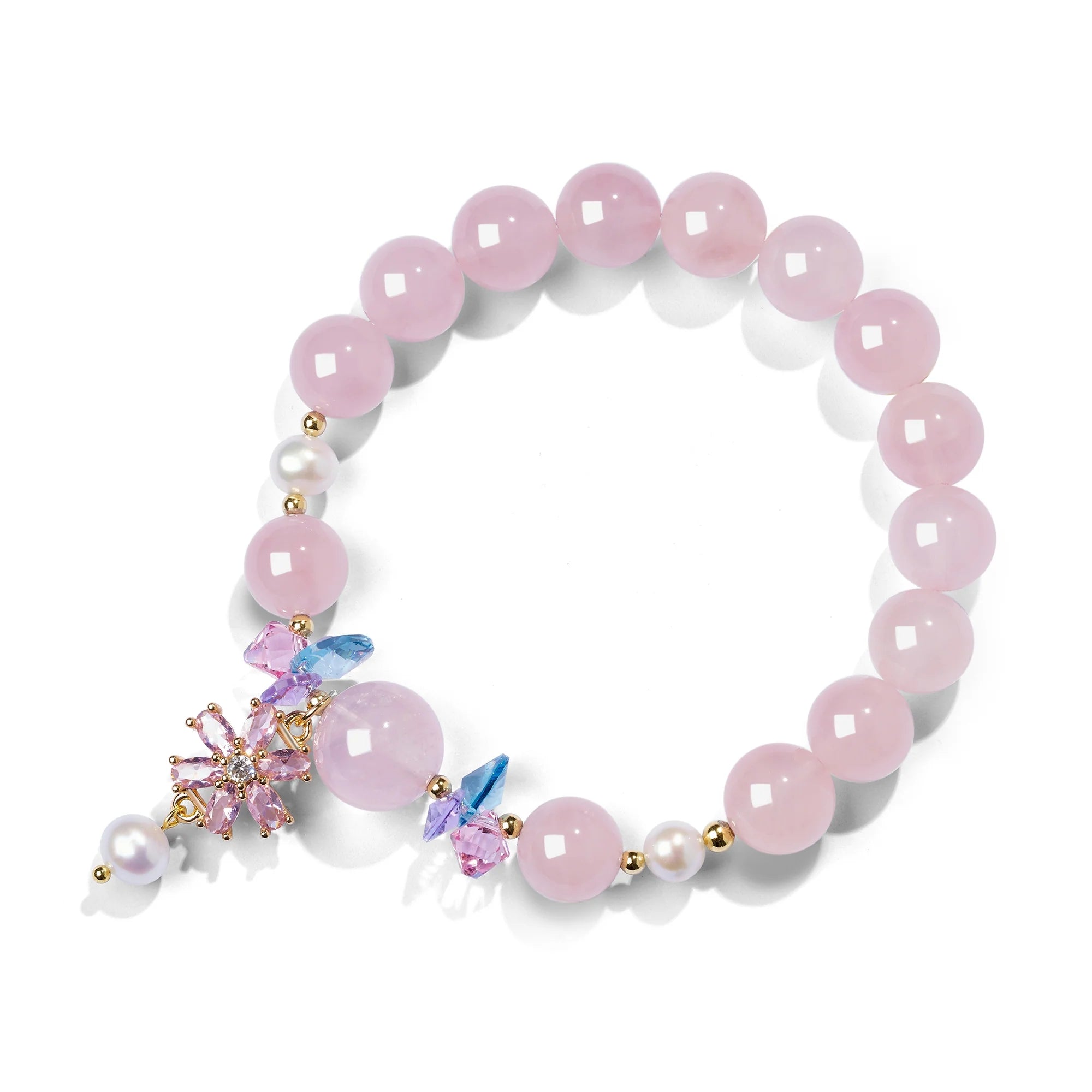 18k Gold Plated Rose Quartz & Freshwater Pearl Bracelet