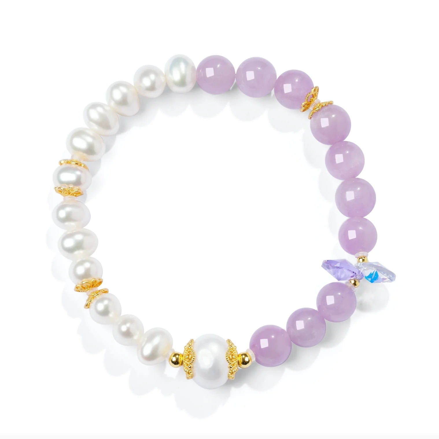 18k Gold Plated Amethyst & Freshwater Pearl Bracelet